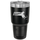 Laser etched black 30 oz vacuum insulated tumbler with 'Massachusetts Home' design
