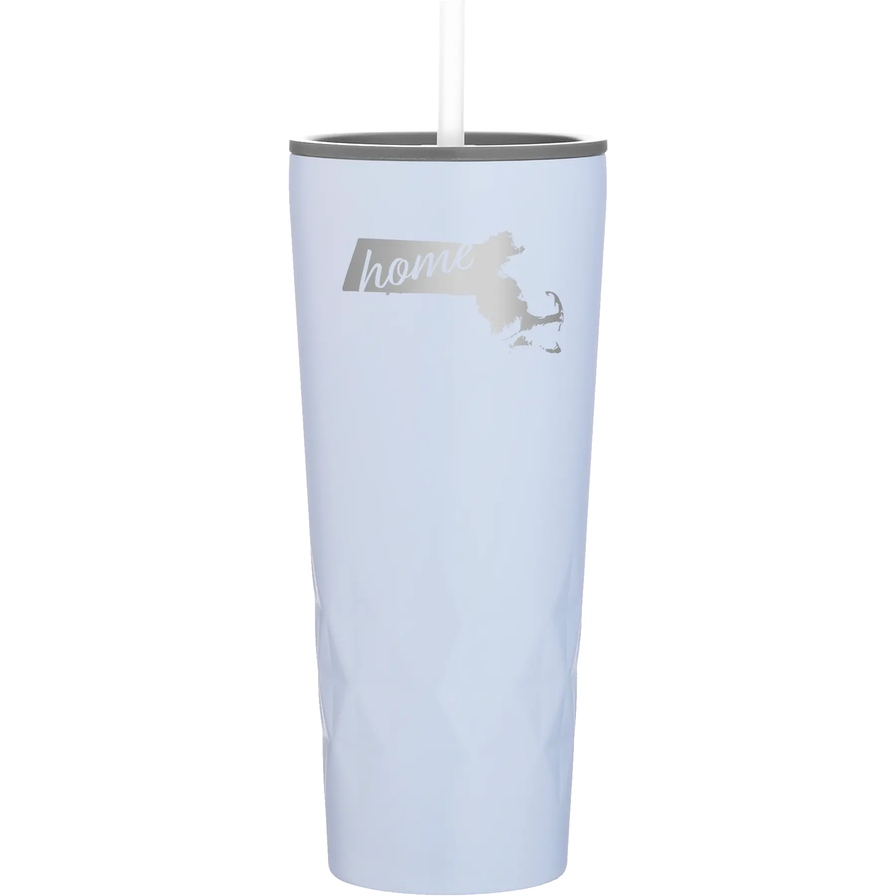 Laser etched landfall 20 oz vacuum insulated tumbler with 'Massachusetts Home' design