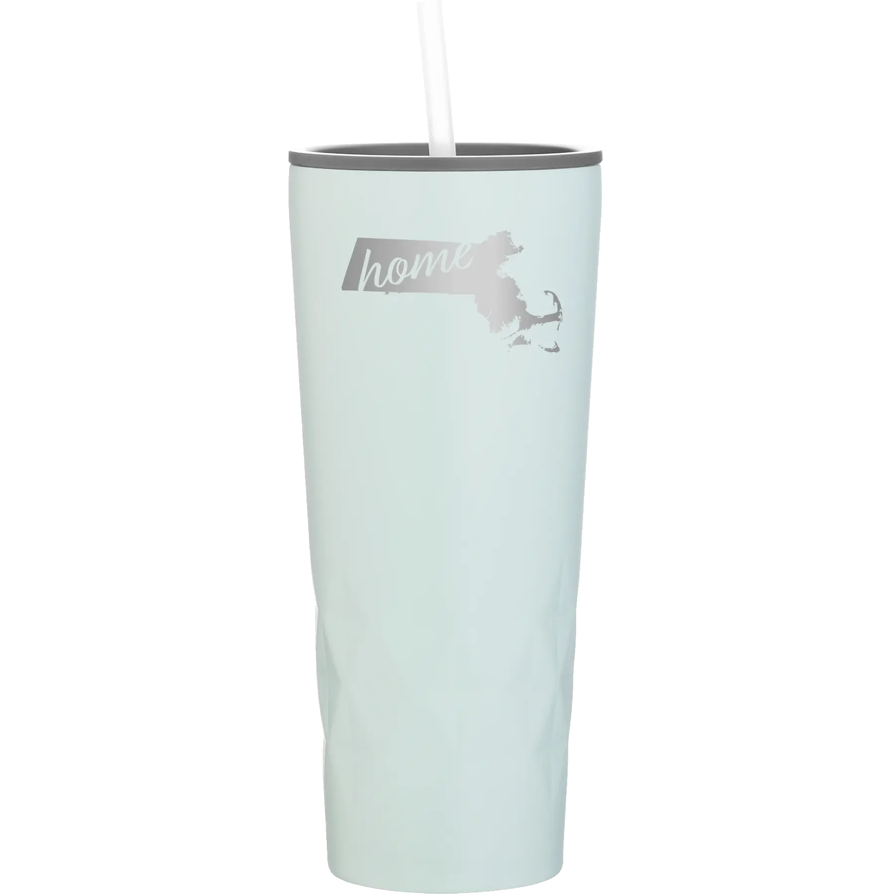 Laser etched meadow 20 oz vacuum insulated tumbler with 'Massachusetts Home' design