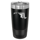 Laser etched black 20 oz vacuum insulated tumbler with 'Maryland Home' design