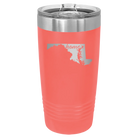Laser etched coral 20 oz vacuum insulated tumbler with 'Maryland Home' design
