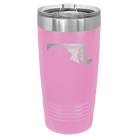 Laser etched light purple 20 oz vacuum insulated tumbler with 'Maryland Home' design