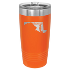 Laser etched orange 20 oz vacuum insulated tumbler with 'Maryland Home' design