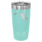 Laser etched teal 20 oz vacuum insulated tumbler with 'Maryland Home' design