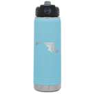 Laser etched light blue 20 oz vacuum insulated water bottle with 'Maryland Home' design