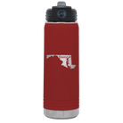 Laser etched maroon 20 oz vacuum insulated water bottle with 'Maryland Home' design