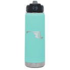 Laser etched teal 20 oz vacuum insulated water bottle with 'Maryland Home' design