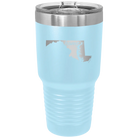 Laser etched light blue 30 oz vacuum insulated tumbler with 'Maryland Home' design