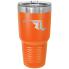 Laser etched orange 30 oz vacuum insulated tumbler with 'Maryland Home' design