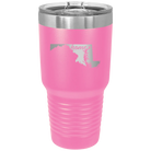 Laser etched pink 30 oz vacuum insulated tumbler with 'Maryland Home' design