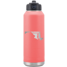 Laser etched coral 32 oz vacuum insulated water bottle with 'Maryland Home' design