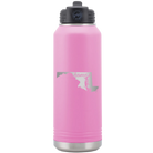 Laser etched light purple 32 oz vacuum insulated water bottle with 'Maryland Home' design