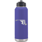 Laser etched purple 32 oz vacuum insulated water bottle with 'Maryland Home' design
