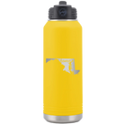 Laser etched yellow 32 oz vacuum insulated water bottle with 'Maryland Home' design