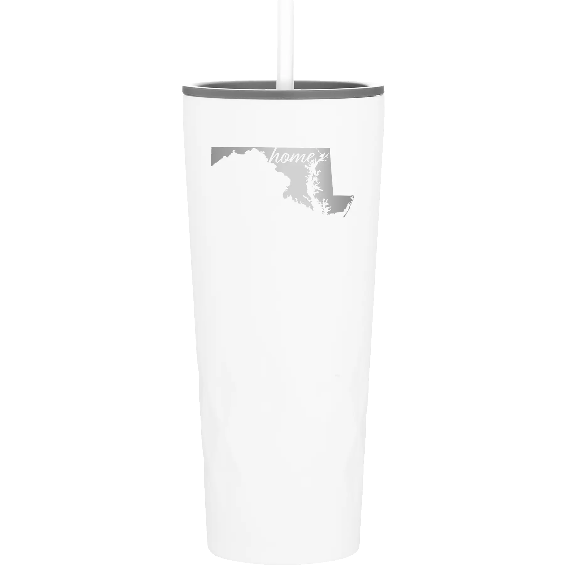 Laser etched white 20 oz vacuum insulated tumbler with 'Maryland Home' design