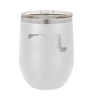 Laser etched white 12 oz vacuum insulated wine cup with 'Maryland Home' design