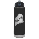 Laser etched black 20 oz vacuum insulated water bottle with 'Maine Home' design