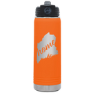 Laser etched orange 20 oz vacuum insulated water bottle with 'Maine Home' design