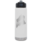Laser etched white 20 oz vacuum insulated water bottle with 'Maine Home' design