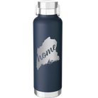 Laser etched navy 24 oz vacuum insulated water bottle with 'Maine Home' design