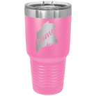 Laser etched pink 30 oz vacuum insulated tumbler with 'Maine Home' design
