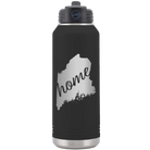 Laser etched black 32 oz vacuum insulated water bottle with 'Maine Home' design