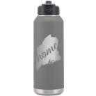 Laser etched dark gray 32 oz vacuum insulated water bottle with 'Maine Home' design