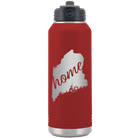 Laser etched maroon 32 oz vacuum insulated water bottle with 'Maine Home' design
