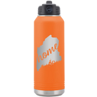 Laser etched orange 32 oz vacuum insulated water bottle with 'Maine Home' design