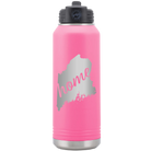 Laser etched pink 32 oz vacuum insulated water bottle with 'Maine Home' design