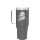 Laser etched slate 40 oz vacuum insulated tumbler mug with 'Maine Home' design