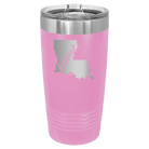 Laser etched light purple 20 oz vacuum insulated tumbler with 'Louisiana Home' design