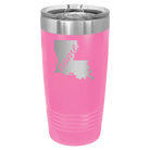 Laser etched pink 20 oz vacuum insulated tumbler with 'Louisiana Home' design