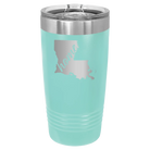 Laser etched teal 20 oz vacuum insulated tumbler with 'Louisiana Home' design