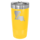 Laser etched yellow 20 oz vacuum insulated tumbler with 'Louisiana Home' design
