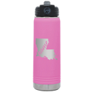 Laser etched light purple 20 oz vacuum insulated water bottle with 'Louisiana Home' design