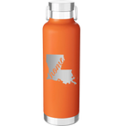 Laser etched orange 24 oz vacuum insulated water bottle with 'Louisiana Home' design