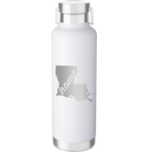 Laser etched white 24 oz vacuum insulated water bottle with 'Louisiana Home' design