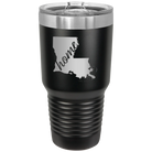 Laser etched black 30 oz vacuum insulated tumbler with 'Louisiana Home' design