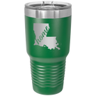 Laser etched green 30 oz vacuum insulated tumbler with 'Louisiana Home' design