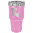 Laser etched light purple 30 oz vacuum insulated tumbler with 'Louisiana Home' design