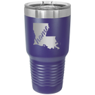 Laser etched purple 30 oz vacuum insulated tumbler with 'Louisiana Home' design