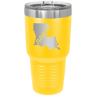 Laser etched yellow 30 oz vacuum insulated tumbler with 'Louisiana Home' design