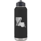 Laser etched black 32 oz vacuum insulated water bottle with 'Louisiana Home' design