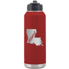 Laser etched maroon 32 oz vacuum insulated water bottle with 'Louisiana Home' design