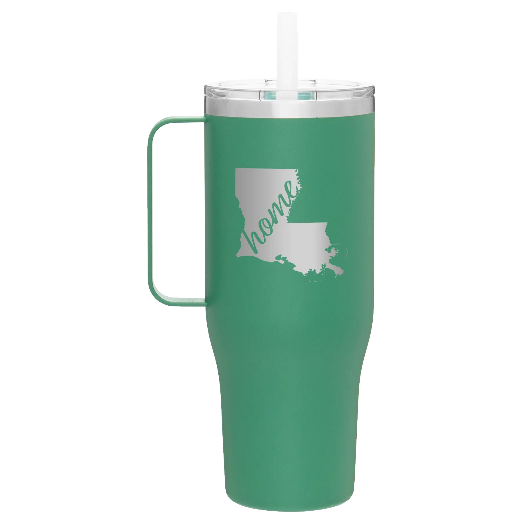 Laser etched forage 40 oz vacuum insulated tumbler mug with 'Louisiana Home' design