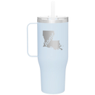 Laser etched landfall 40 oz vacuum insulated tumbler mug with 'Louisiana Home' design