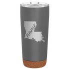 Laser etched storm gray 20 oz vacuum insulated tumbler with 'Louisiana Home' design