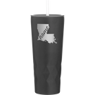 Laser etched black 20 oz vacuum insulated tumbler with 'Louisiana Home' design