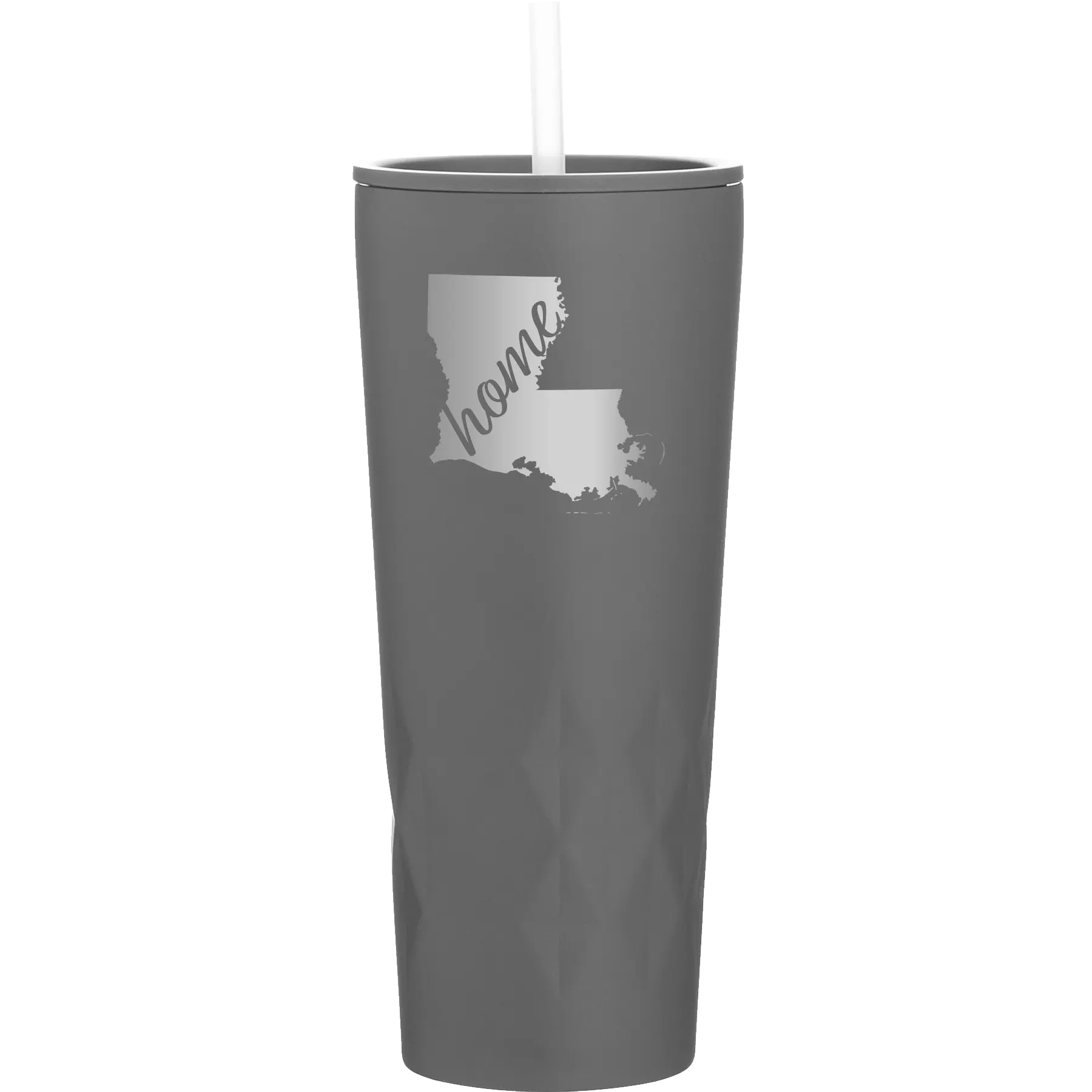 Laser etched slate 20 oz vacuum insulated tumbler with 'Louisiana Home' design